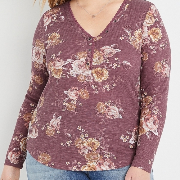 Maurices Tops - Maurice's Plus Size 2X Henley Long Sleeve Tee